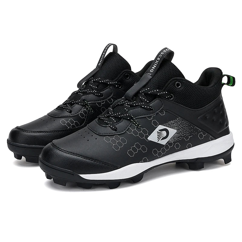Youth Mid-Top Baseball Softball Cleats - Non-Slip Spiked Athletic Shoes for Teen Training & Competition