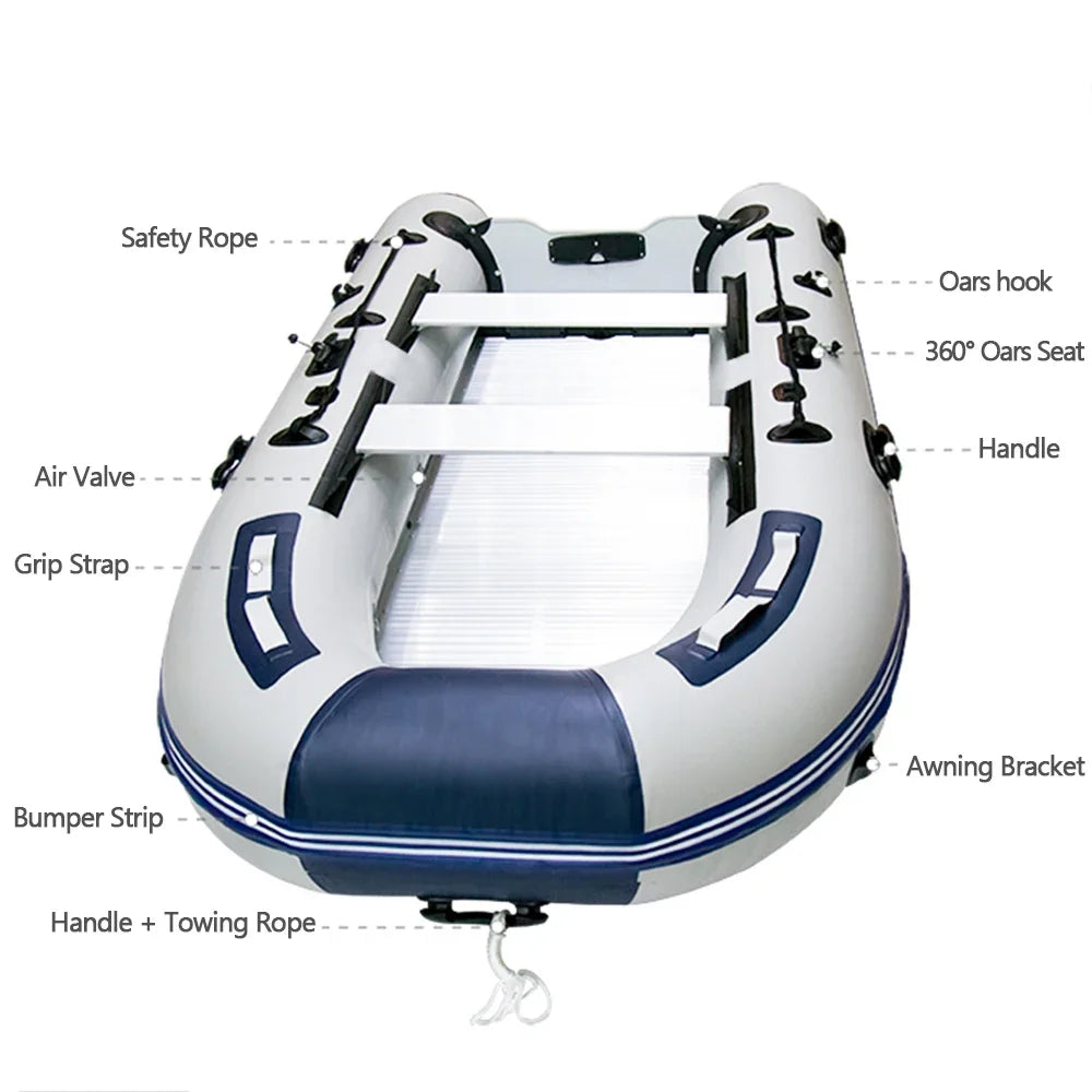 5-6 Person Assault Boats With Aluminum Floor 3.8m PVC  Anti-collision Fishing Inflatable Rowing Boat Speed Raft Accessories