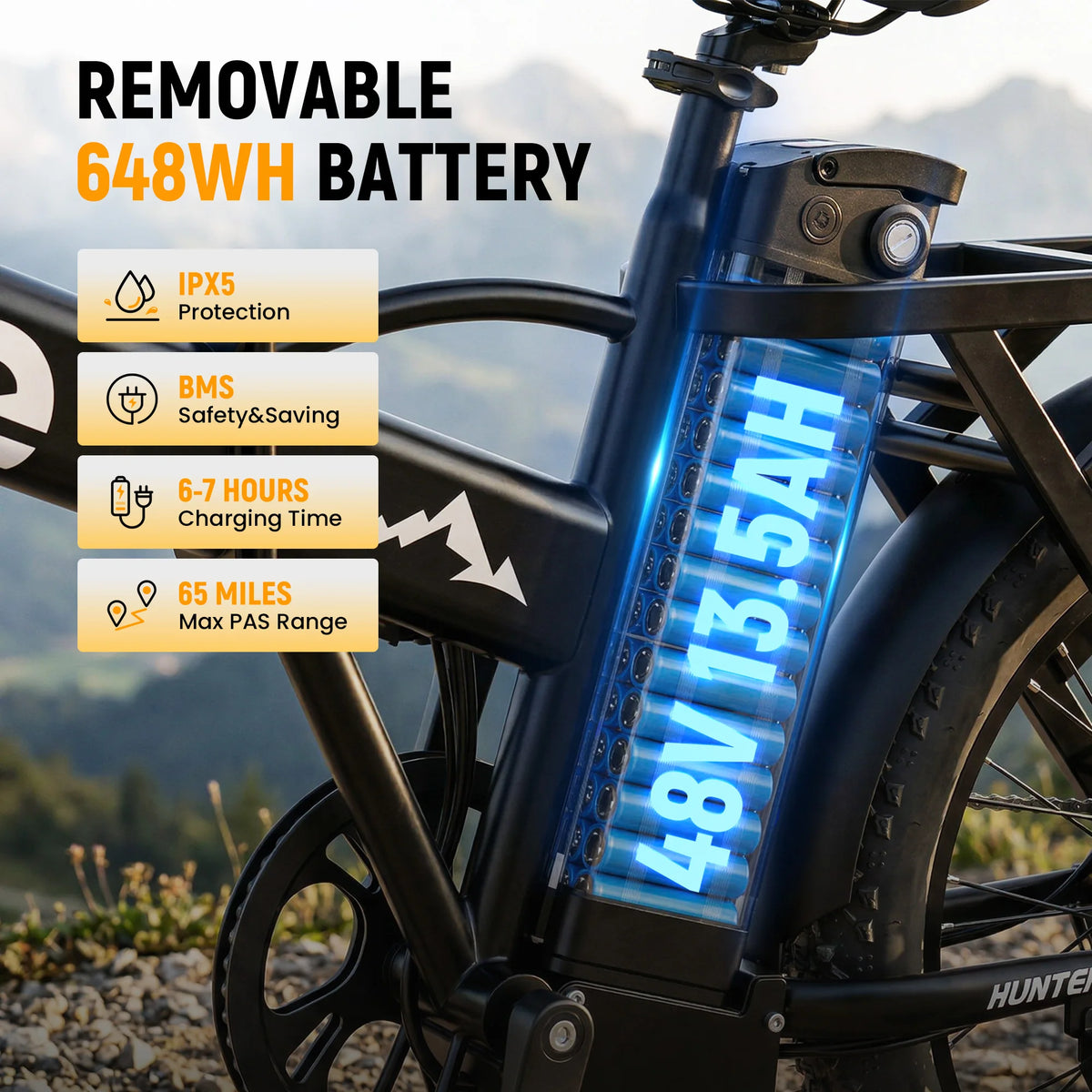 Qlife Hunter Electric Bike for Adults, 1200W Peak Motor 48V 13.5Ah Battery, 20"×3" Fat Tire Foldable Ebike, 28MPH 65Mi Long Range Electric Bicycle
