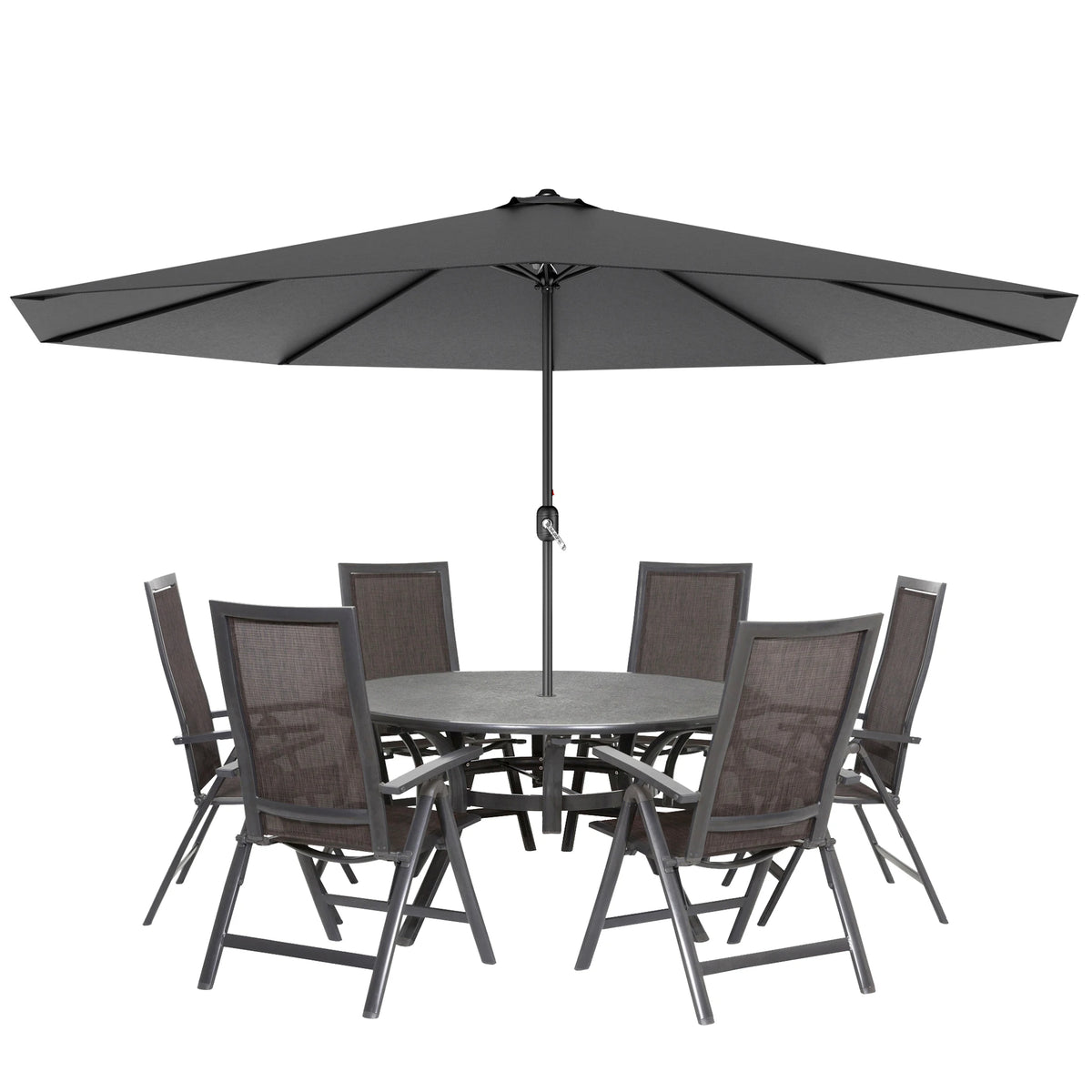 Ø350cm Polyester Parasol, Crank Umbrella Patio Umbrella, Balcony Umbrella UV 50+ Protection, Outdoor Sun Protection for Balcony, Patio & Garden