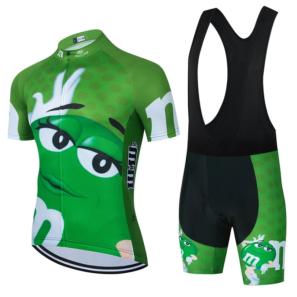 2024 Cartoon Cycling Clothing Men Short Sleeve MTB Ropa Ciclismo Breathable Summer Sportswear Outdoor Bicycle Clothes Bib Shorts
