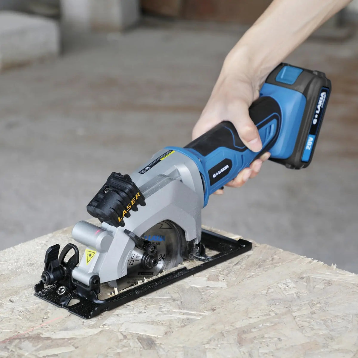 Galax Pro 20V Cordless Mini Circular Saw 2.0Ah Compact Saw with Laser Guide 3400RPM, 2x 4-1/2" Blade for Wood, Plastic, Soft Metal Cutting, Rip Guide, Rubber Handle, Vacuum Adaptor, Bevel Cut 0-45°