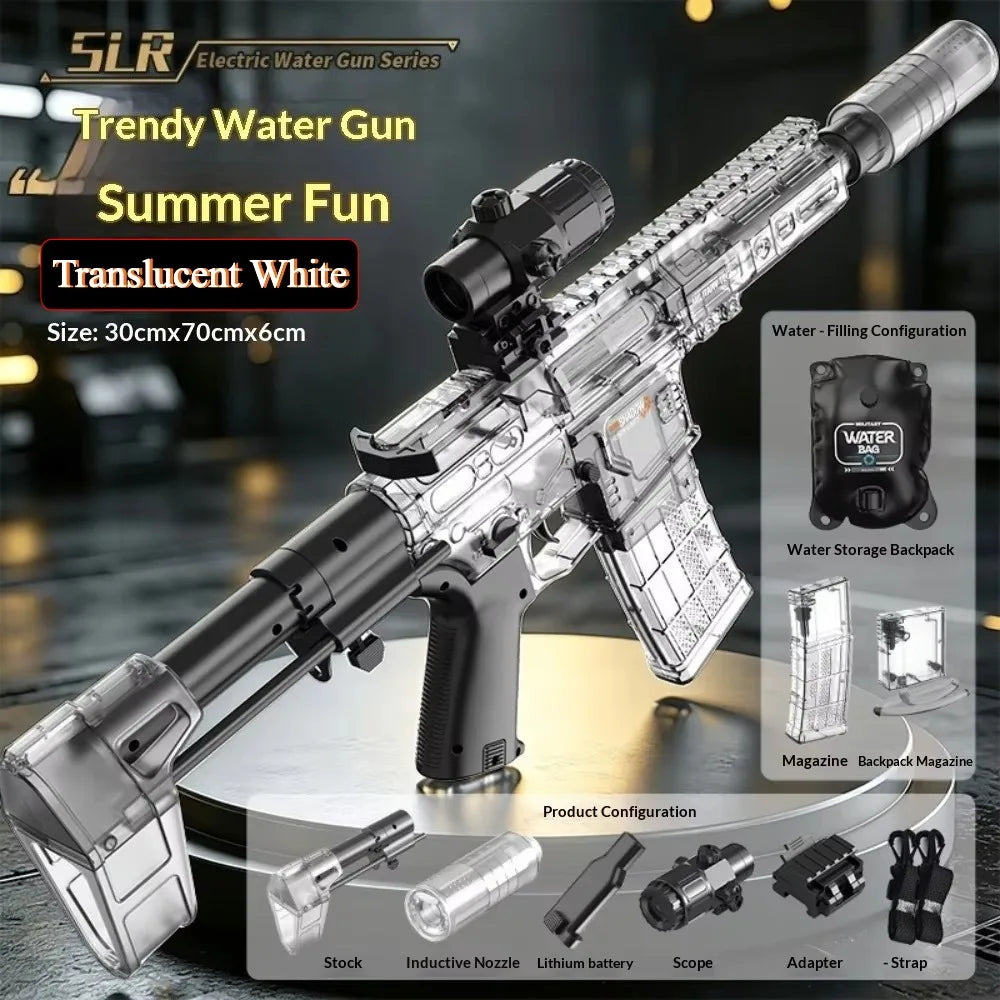 Electric Function SLR Water Gun Toy High Pressure Long-range Water Pistol Summer Outdoor Pool Water Shooting Games