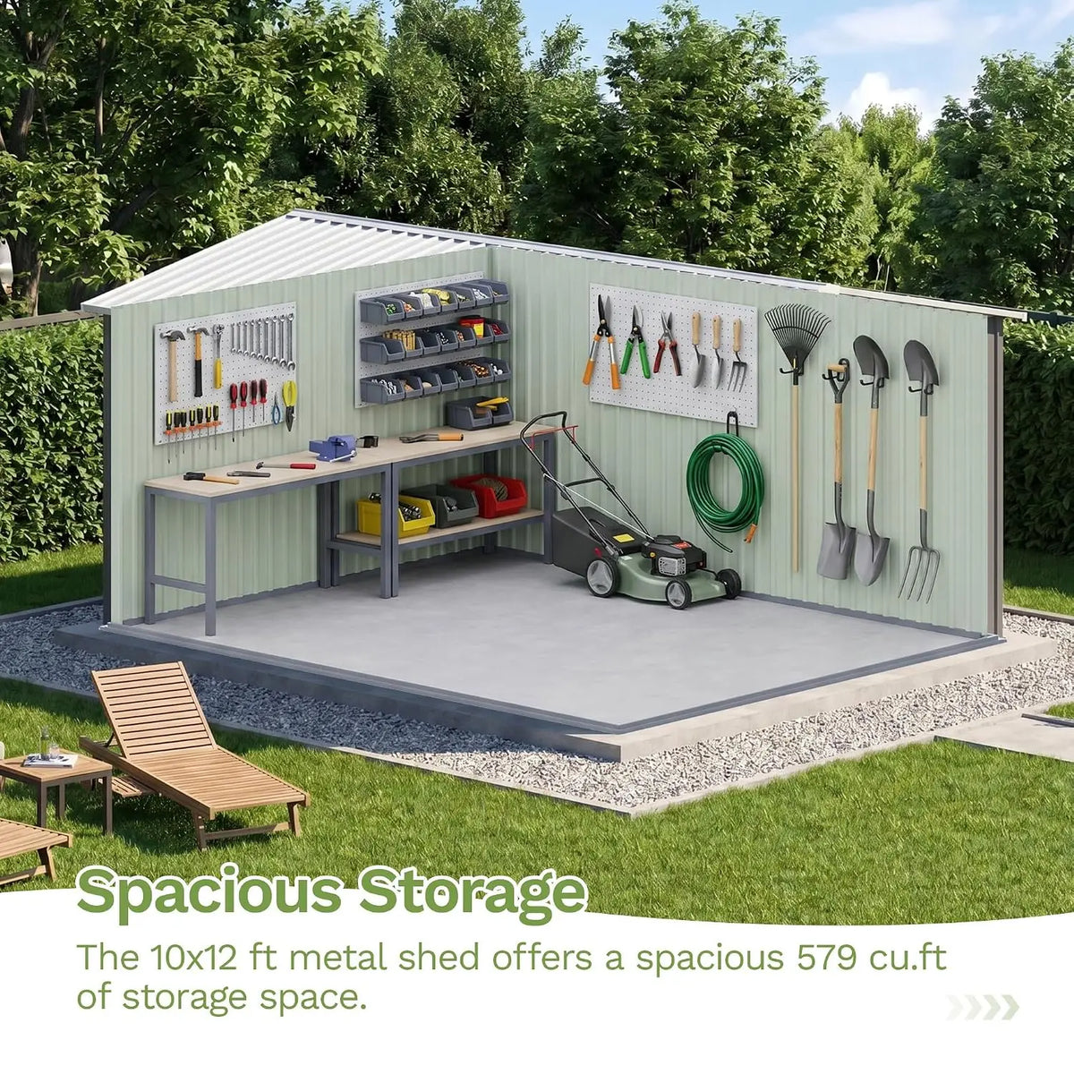 10x12 FT Outdoor Storage Shed, Gray, Custom