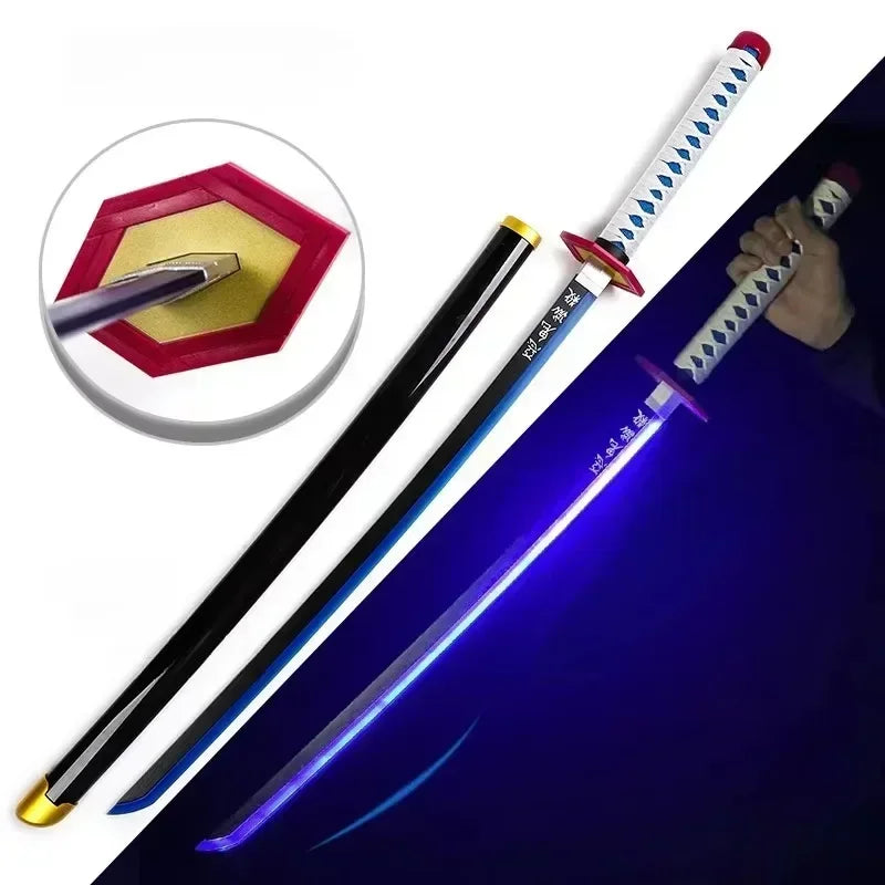 Demon Slayer Glow Katana Set LED Sword Sabre Blade Ninja Knife Safe Unsharpened Decorative Cosplay Display Photo Prop