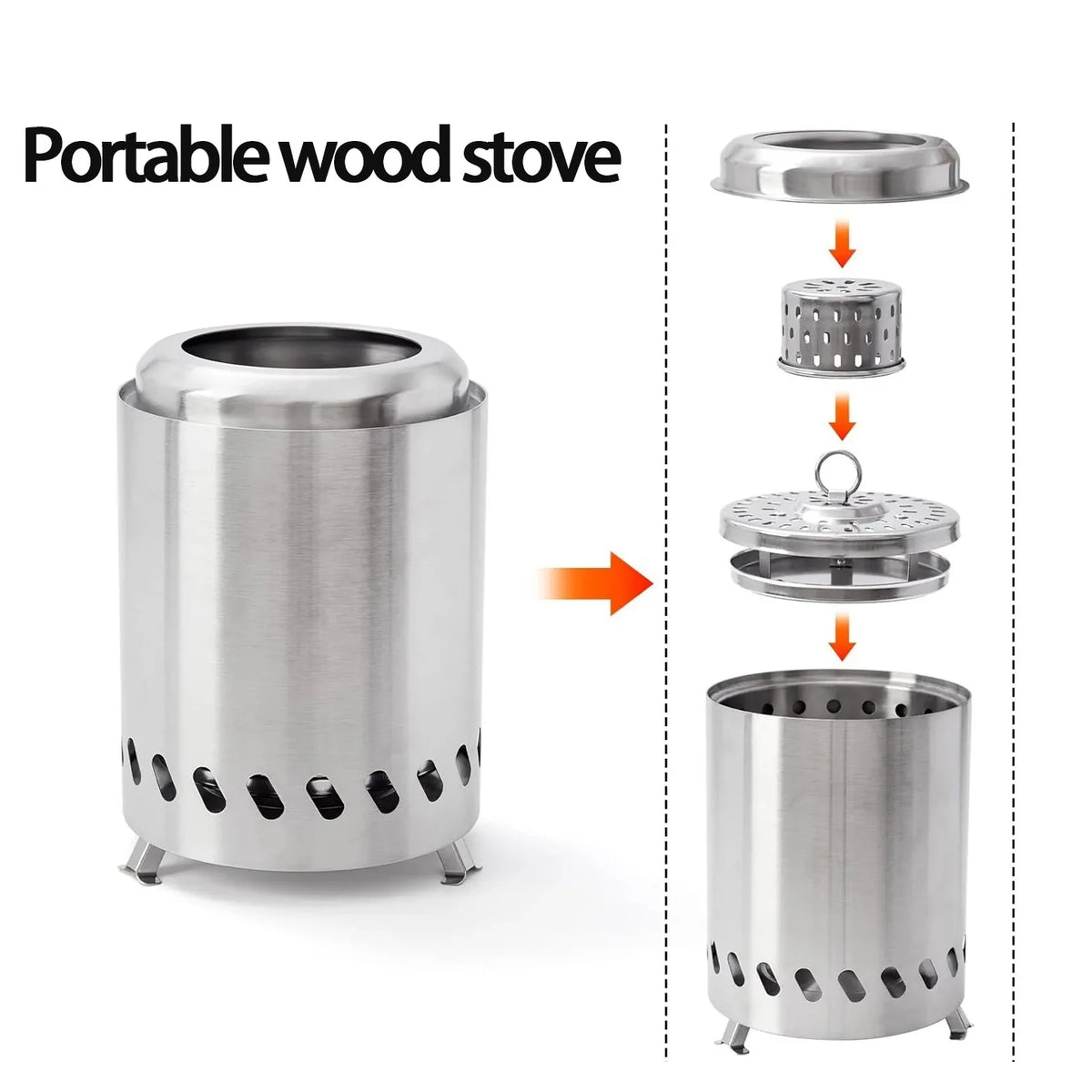 Wood Burner Stove Portable Firewood Stove Stainless Steel Outdoor Camping Smokeless Stove Mini Fire Stove campfire Stove