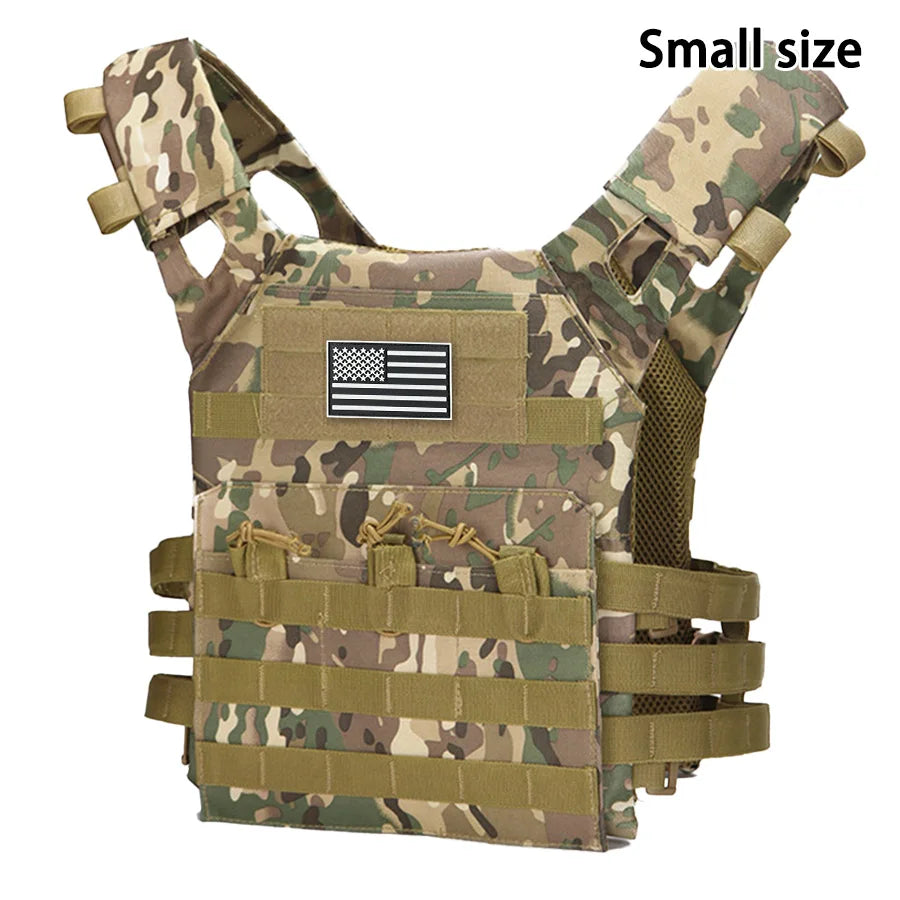 MOLLE outdoor training vest (including US flag emblem) with convenient expansion, lightweight and multifunctional JPC vest