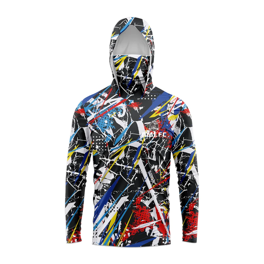 MALFC Men Hood Fishing Shirt long sleeve fishing t shirt uv protection Fishing Apparel