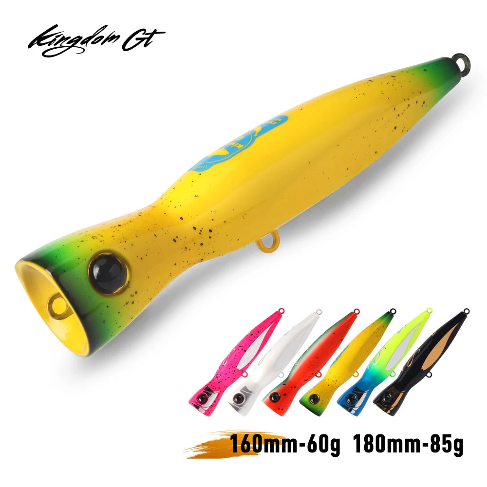 KINGDOM GT Fishing Lure Topwater Popper 60g 85g 160mm 185mm Saltwater Tuna Bluefish Artificial Sea Boat Fishing Hard Bait