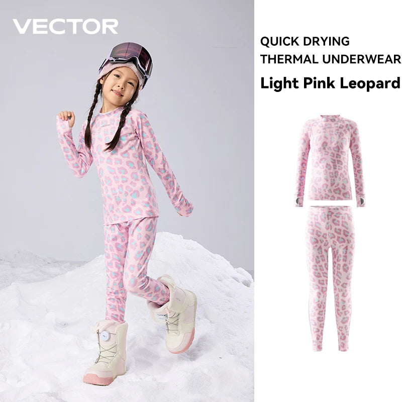VECTOR Children's Ultra Soft Winter Quick Dry Base Layering Set Microfiber Fleece Thermal Underwear Long Johns Set Clothes