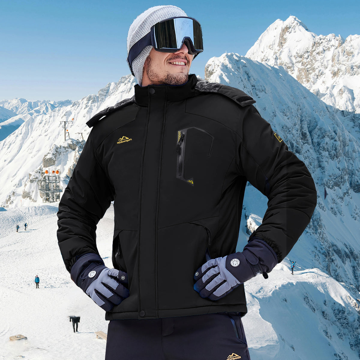 TACVASEN Men's Waterproof Fleece Lined Winter Jacket Windproof Multi-Pockets Warm Outdoor Coat Thermal Parka Raincoat with Hood