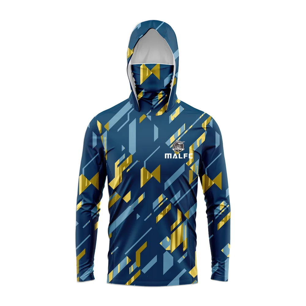MALFC Men Hood Fishing Shirt long sleeve fishing t shirt uv protection Fishing Apparel