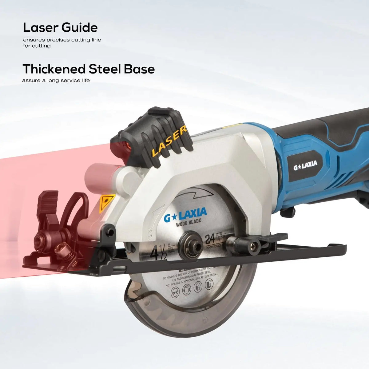 Galax Pro 20V Cordless Mini Circular Saw 2.0Ah Compact Saw with Laser Guide 3400RPM, 2x 4-1/2" Blade for Wood, Plastic, Soft Metal Cutting, Rip Guide, Rubber Handle, Vacuum Adaptor, Bevel Cut 0-45°