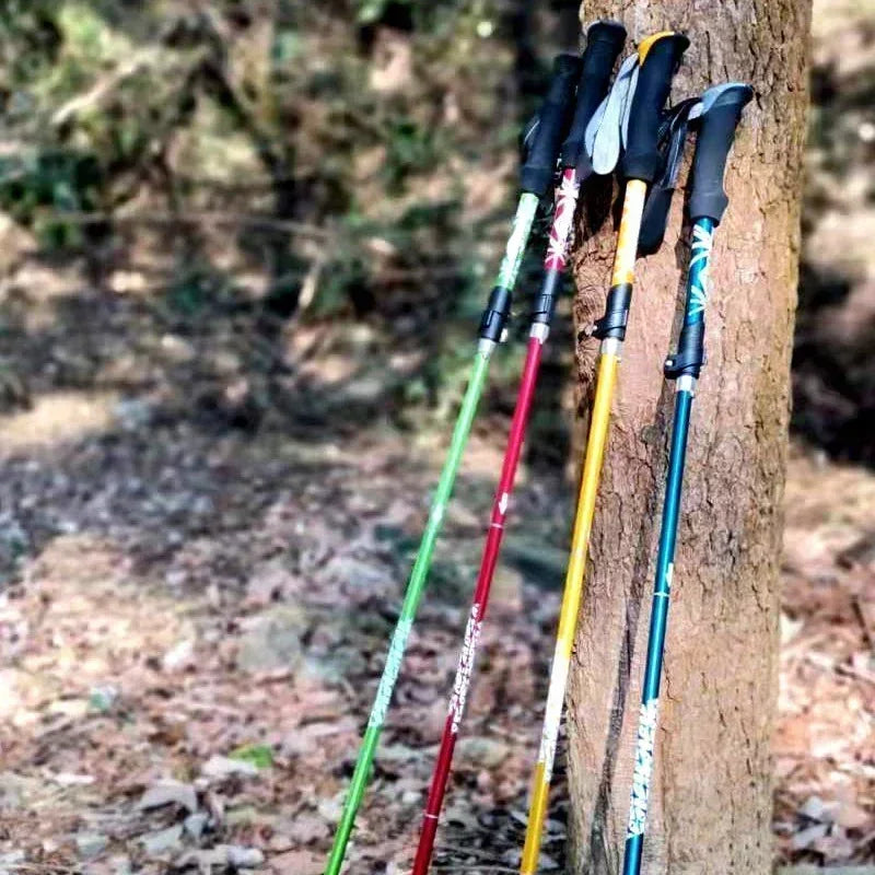 Ultralight Telescopic Trekking Poles Hiking Sticks Nordic Walking Trail 5 Section Collapsible Portable Outdoor Alpenstock