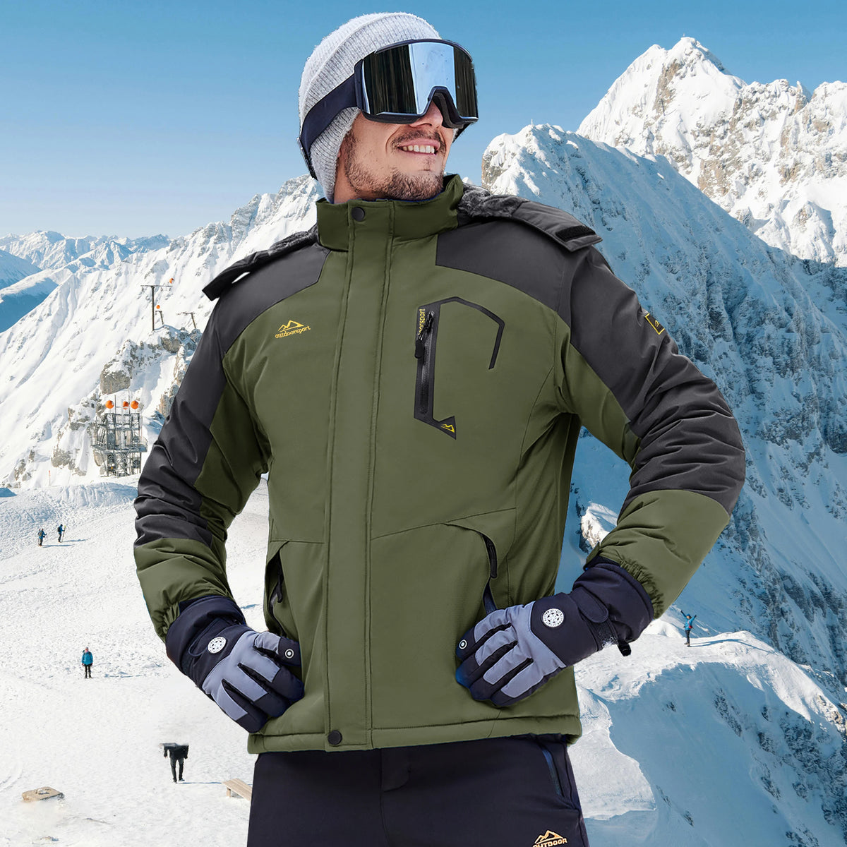 TACVASEN Men's Waterproof Fleece Lined Winter Jacket Windproof Multi-Pockets Warm Outdoor Coat Thermal Parka Raincoat with Hood