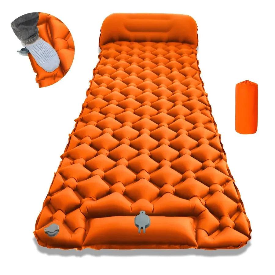 Outdoor Camping Sleeping Pad Folding Sleep Mat Beach Inflat Mattress with Pillows Ultralight Air Mat Travel Hiking New