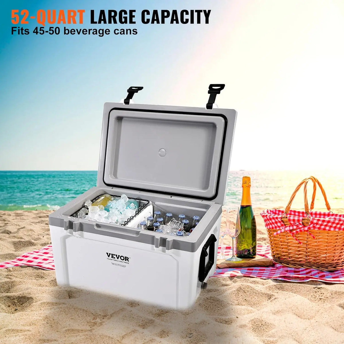 Ultra-Light Hard Cooler, Ice Retention Cooler with Heavy Duty Handle, Ice Chest Lunch Box for Camping, Travel, Outdoor