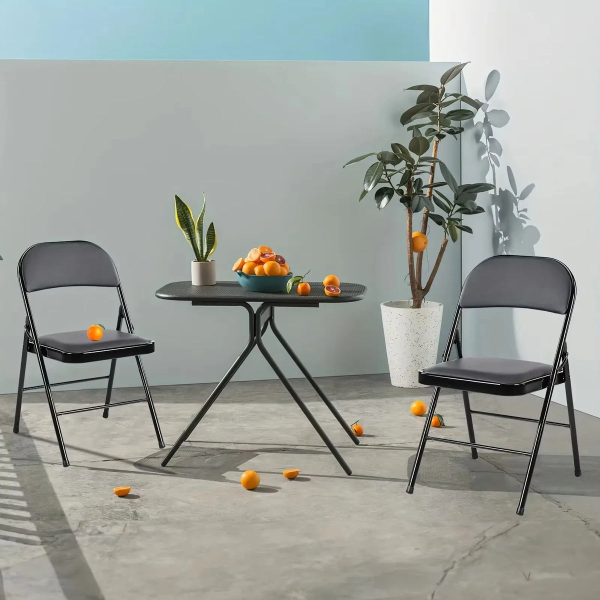 Folding Chair Set, Comfy Foldable Chairs Leather Padded Folding Chairs for Outdoor and Indoor