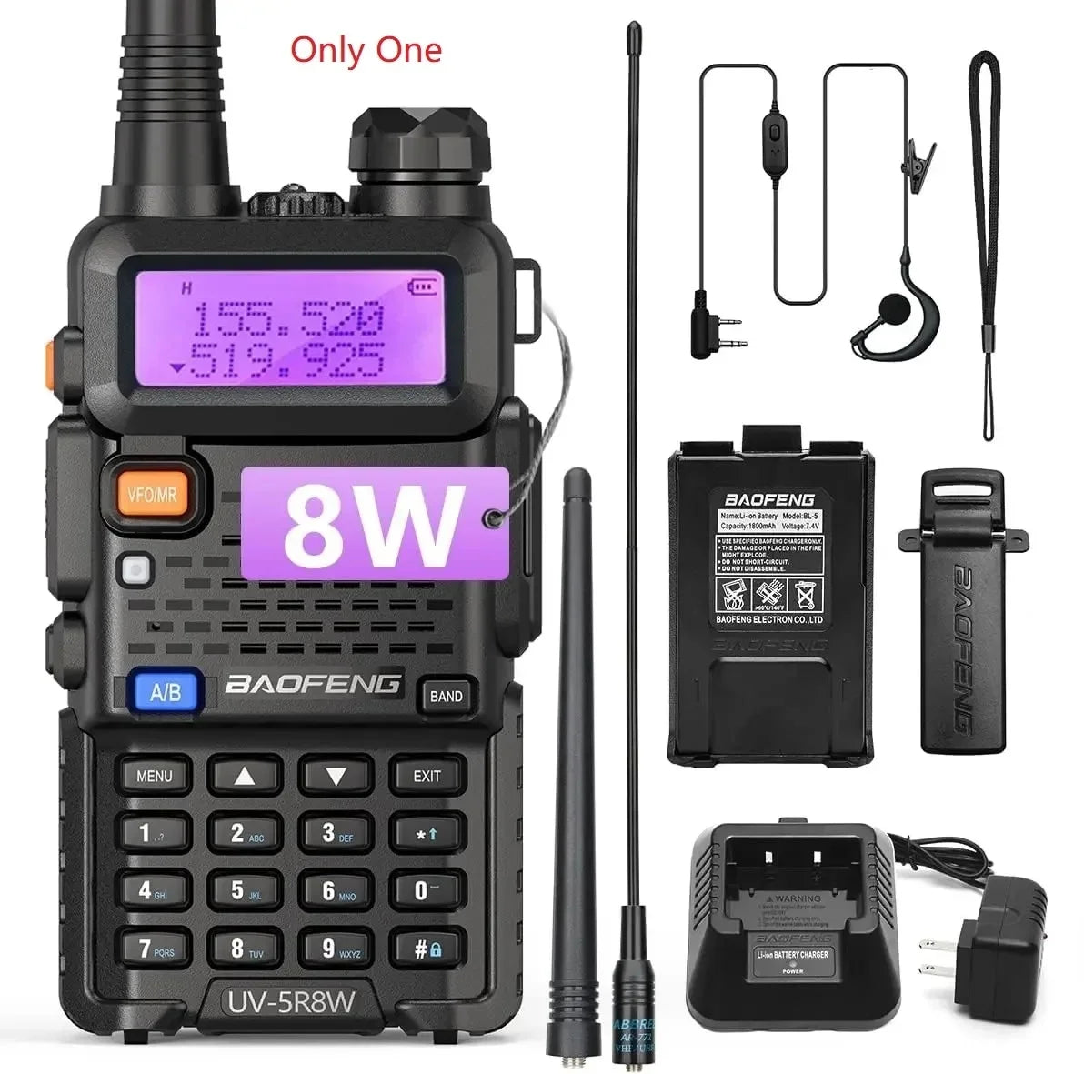 1/2X Baofeng UV-5R 8W Tri-Power Walkie Talkie High Power Dual Band Long Range 128CH Portable Handheld UV 5R Ham Two Way Radio