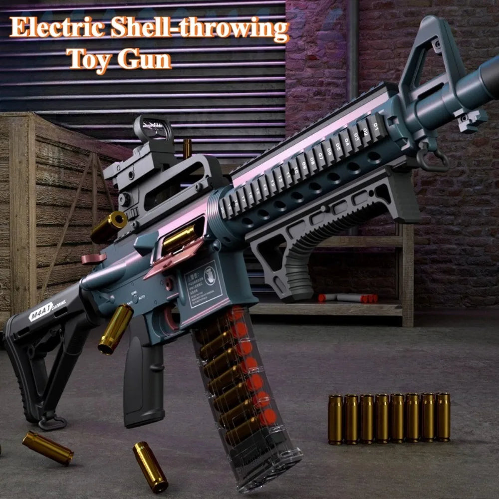 M4A1/M416 Electric Continuous Firing Shell Throwing Soft Bullet Toy Gun Assault Rifle Outdoor Shooting Games