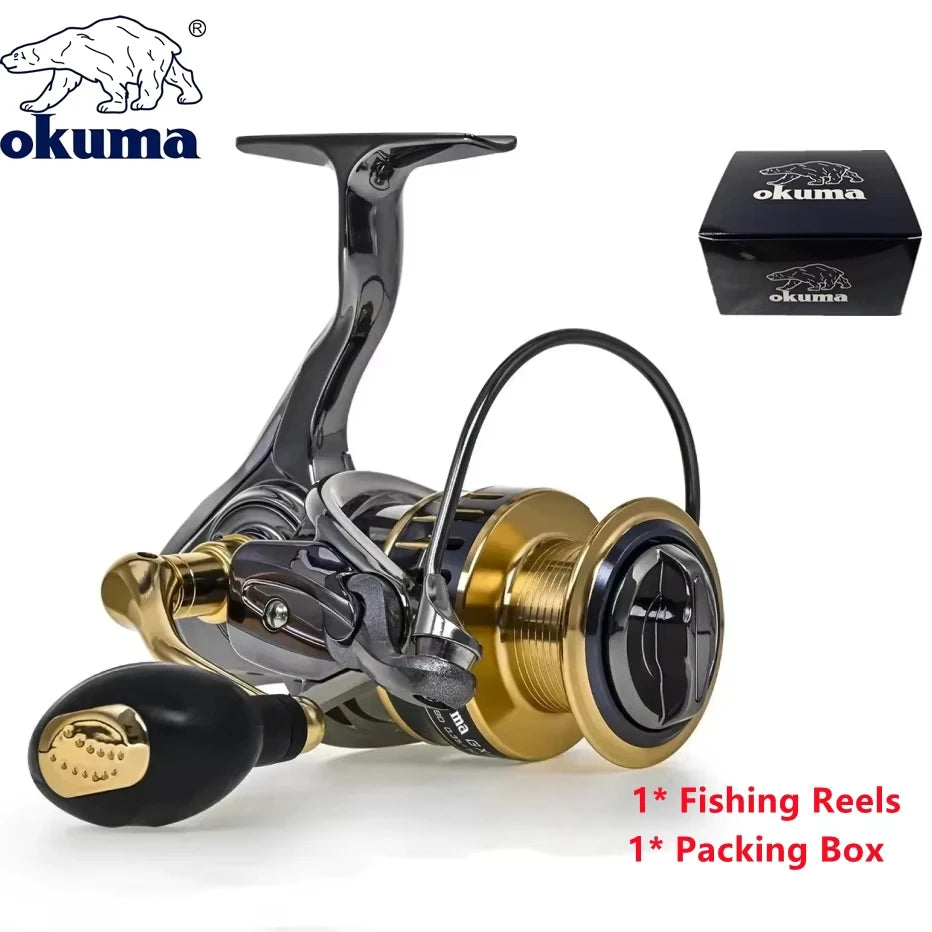 NEW Okuma Original All Metal Fishing Reel 13+1BB Power Spinning Wheel Fishing Coil Shallow Spool Suitable For All Waters