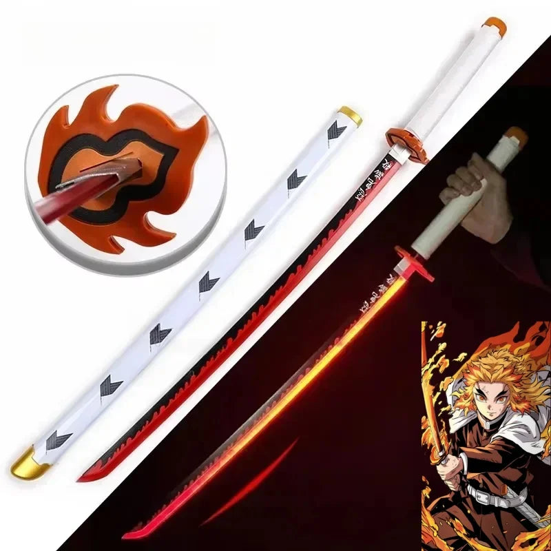 104cm Bright Katana LED Light Sword Kimetsu No Yaiba Anime Cosplay Prop Real Size Japanese Katana Samurai Sabre Demon Slayer