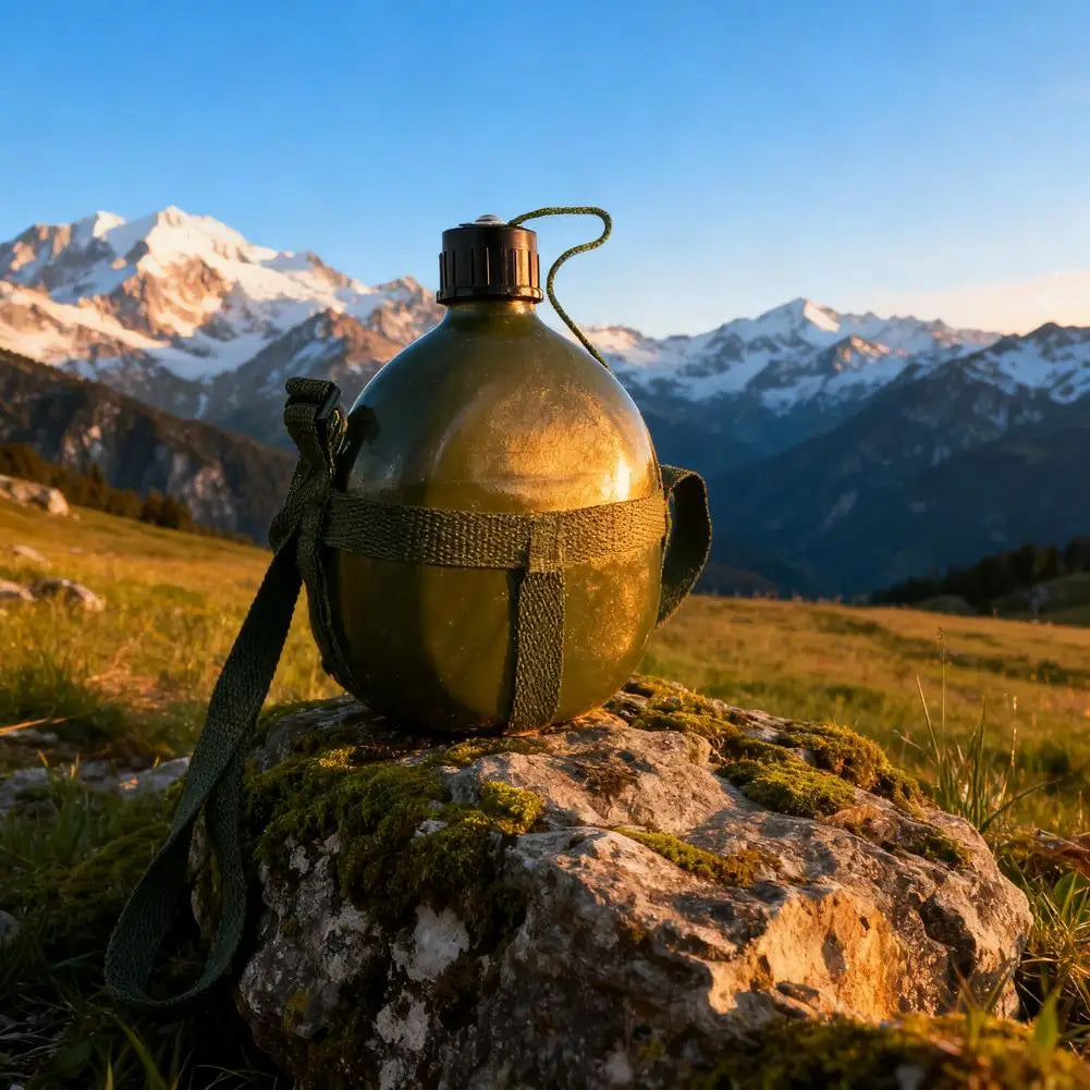 1PC Outdoor Military Canteen Bottle Large Capacity Survival Water Bottle Canteen Kettle For Outdoor Camping Travel Hiking Fish