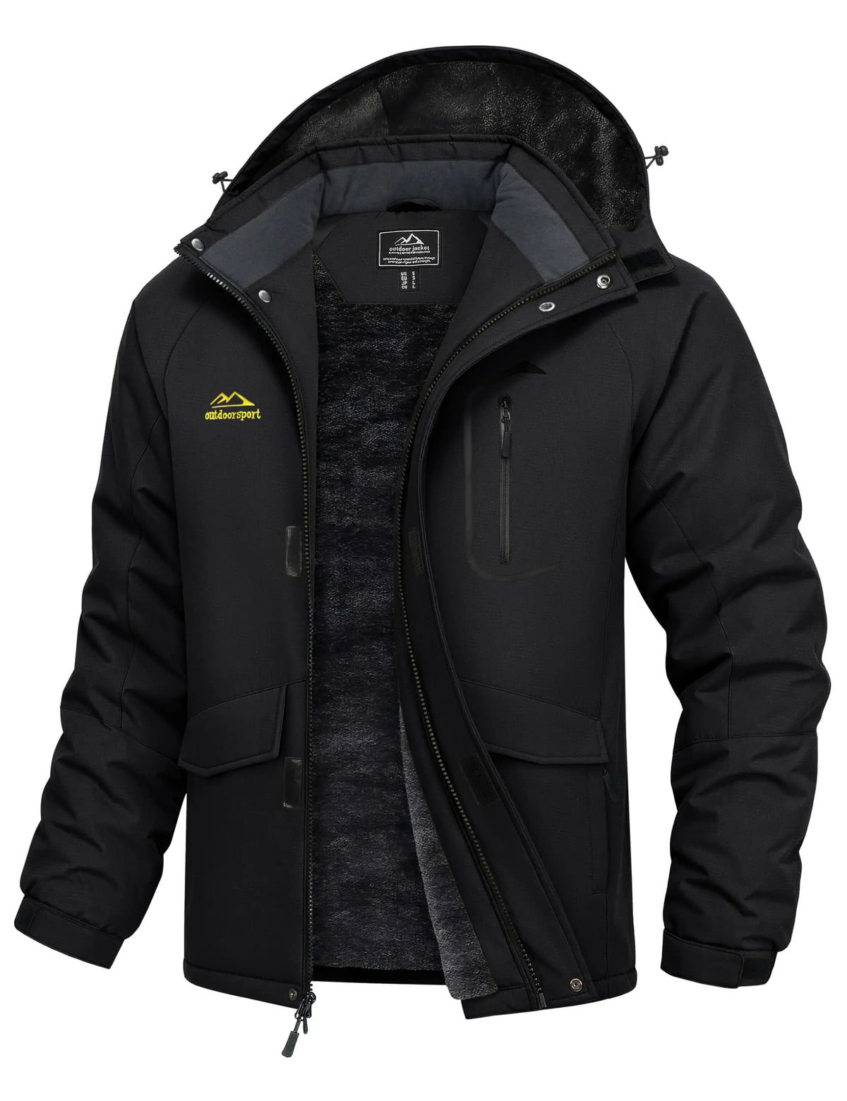 TACVASEN Men's Winter Ski Parka Snow Coat Fleece Lined Waterproof Warm Outdoor Fishing Jacket Windproof Hooded Daily Raincoat