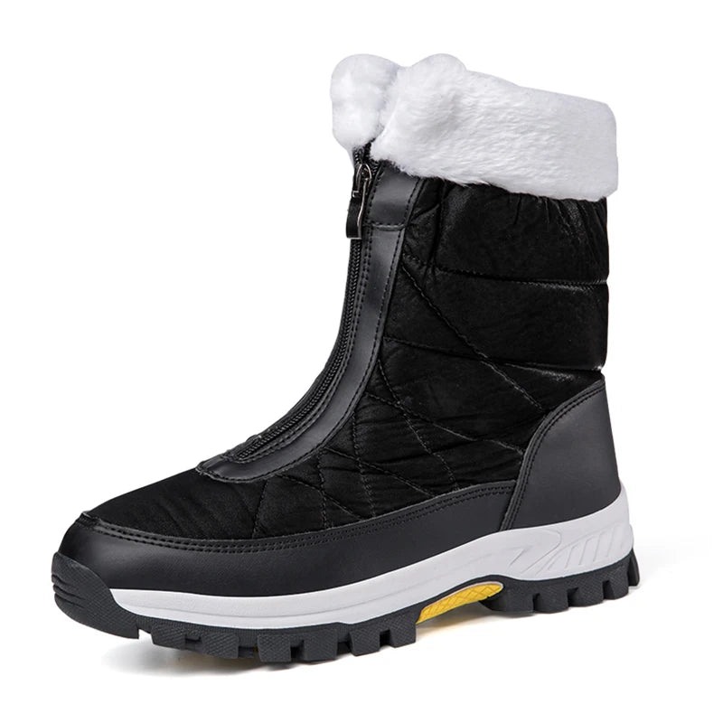 Women's Winter Snow Boots Non-Slip Warm High-Top Cotton Boots Wear-Resistant Comfortable Outdoor Fleece-Lined Walking Boots
