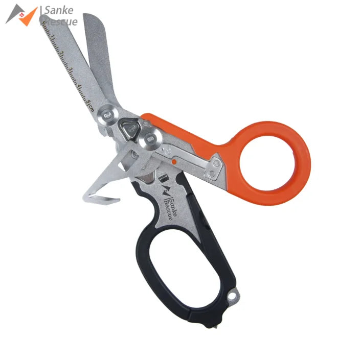Sanke Rescue Trauma Shears Emergency Scissors Tool Stainless Steel Foldable Trauma Shears with Strap Cutter Glass Breaker EDC