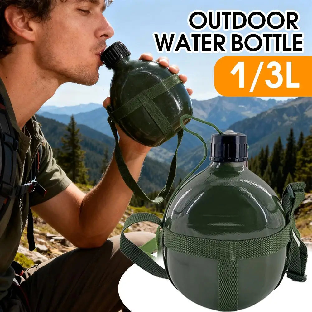 1PC Outdoor Military Canteen Bottle Large Capacity Survival Water Bottle Canteen Kettle For Outdoor Camping Travel Hiking Fish