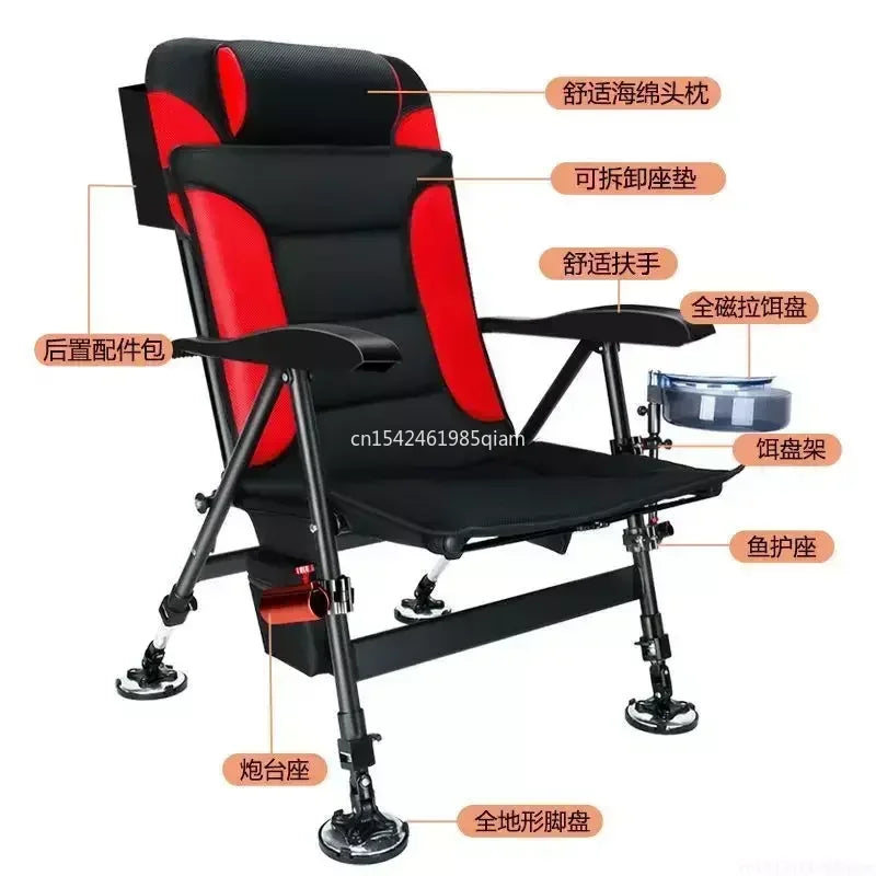 Folding Fishing Chair Multifunctional Ultra Lightweight Carrying Raft Fishing Platform Wild Fishing All Terrain Reclining