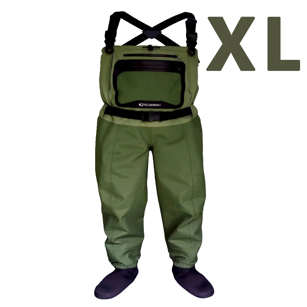 5 Layer Breathable Waterproof Fly Fishing Chest-High Waders Stockingfoot High Pant Wader Durable Duck Hunting Wading Pants