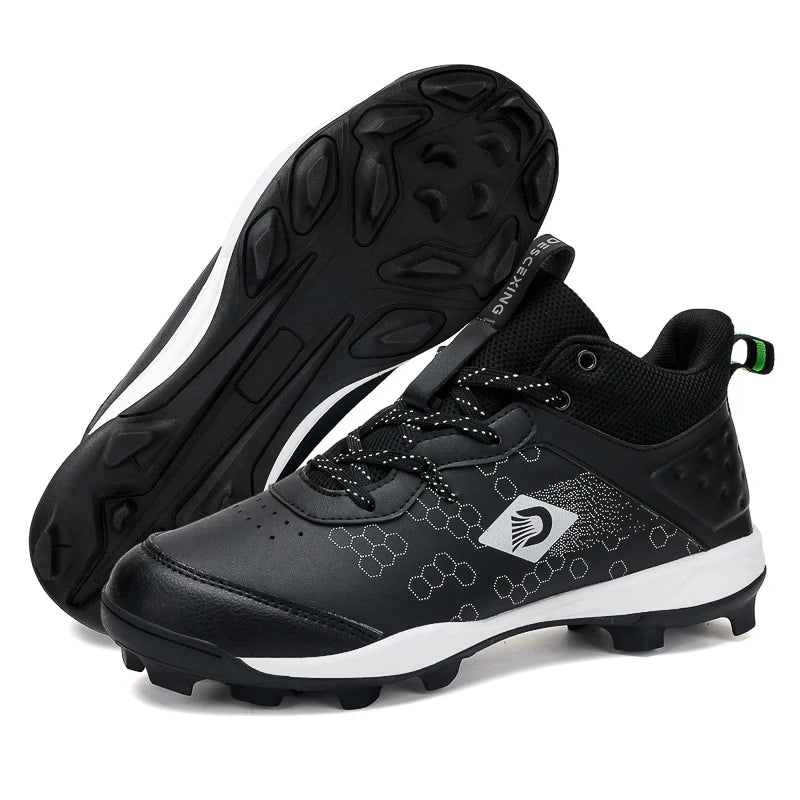 Youth Mid-Top Baseball Softball Cleats - Non-Slip Spiked Athletic Shoes for Teen Training & Competition