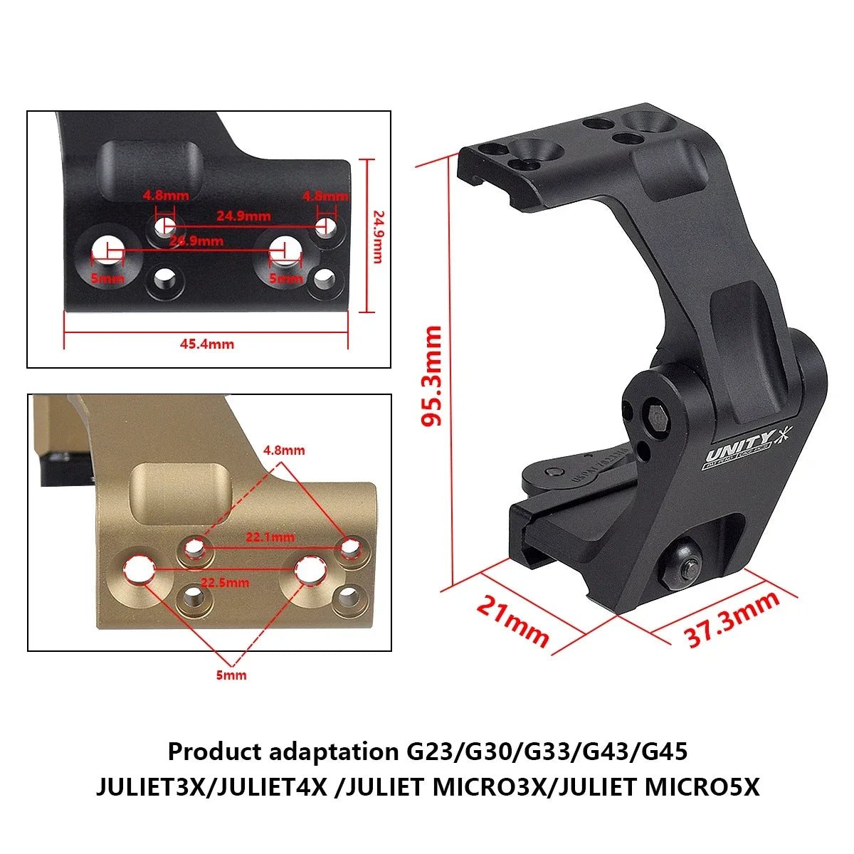 Tactical Unity Fast Mount FTC 3X 6x Magnifier With QD Lever 2.26" Optical Height G23 G30 G33 G43 G45 Scope Mounts