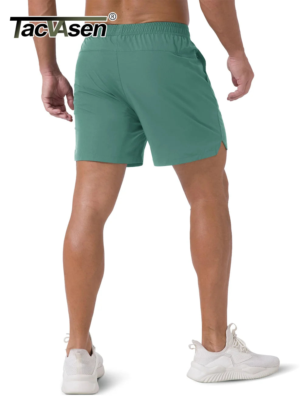 TACVASEN Waterproof Running Shorts with Zipper Pockets Mens Quick Dry Lightweight Workout Shorts Gym Athletic Sport Split Hem