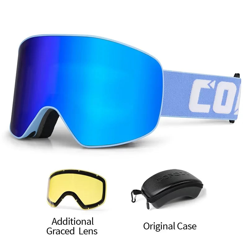 COPOZZ Brand Ski Goggles Men Women Double Layers Big Snowboard Goggles Anti-fog UV400 Skate Skiing Snowboard Goggles