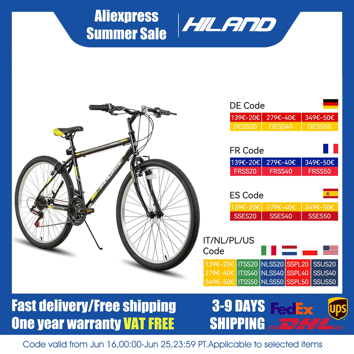 Hiland 24 26 inch Mountain Bike for Men Women, 21 Speeds High-Carbon Steel Frame, Sport Cycling MTB Bicycle for Adult