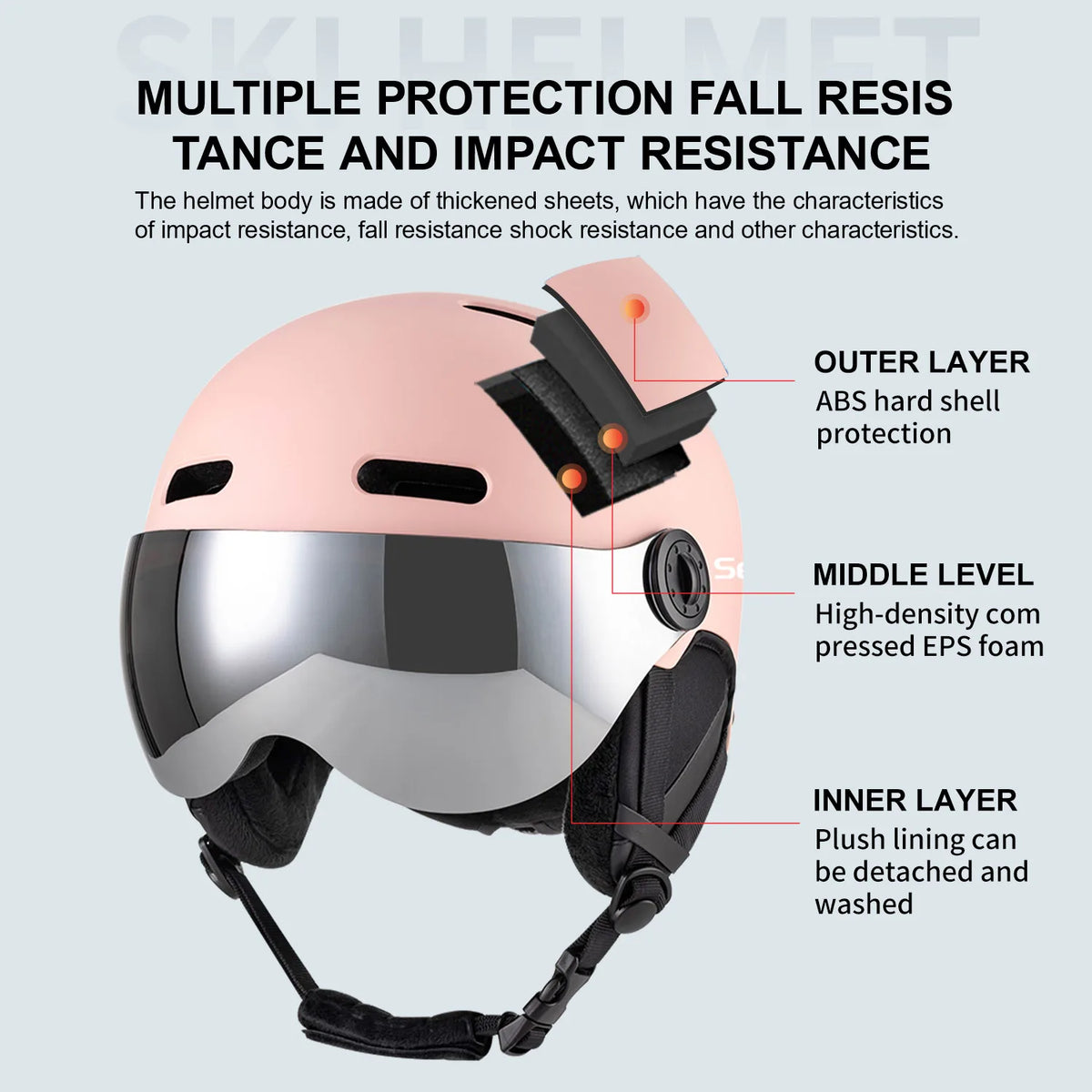 Seeker ski helmet is lightweight, impact-resistant, winter men's and women's snowmobile skateboard outdoor sports helmet