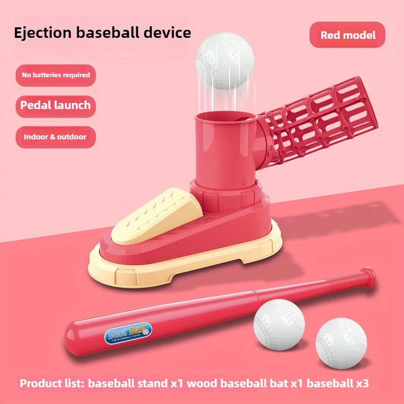 Kids Foot-Operated Automatic Baseball Launcher Toy Boys- Parent-Child Interactive Sports Toy - Indoor/Outdoor Family Fun Games