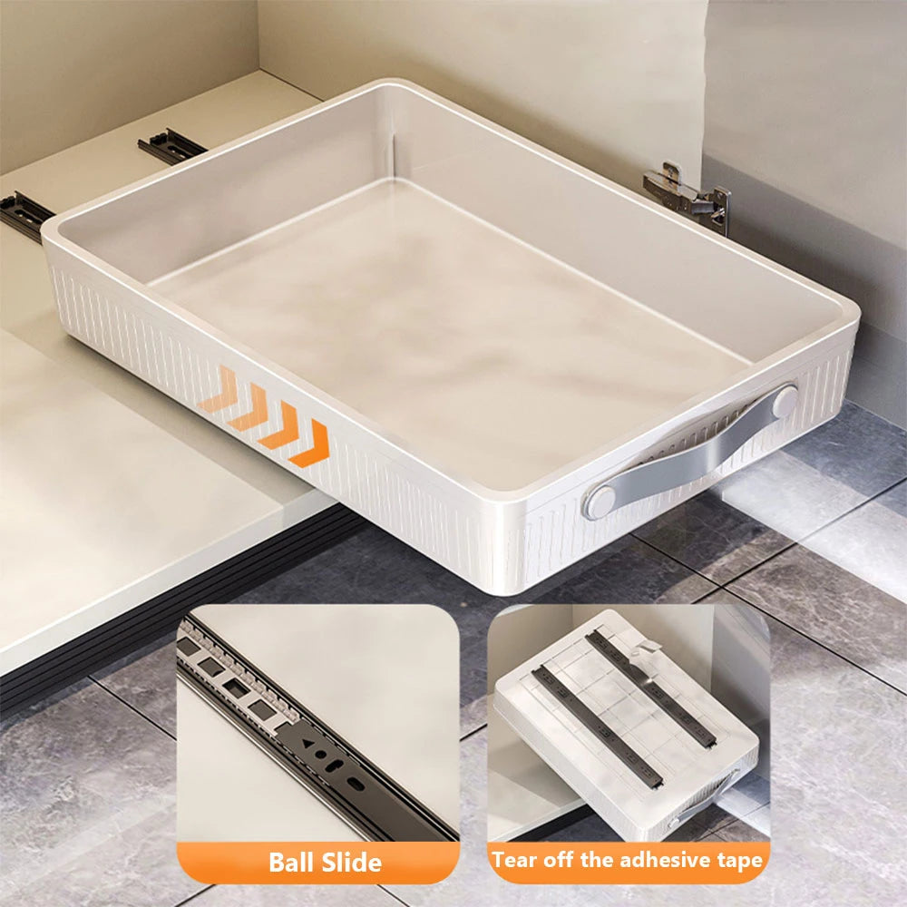 Pull Out Storage Tray Kitchen Sliding Cabinet Shelf with Slide Rails Drawer Spice Rack Bowl Dish Shelf Pantry Kitchen Organizer