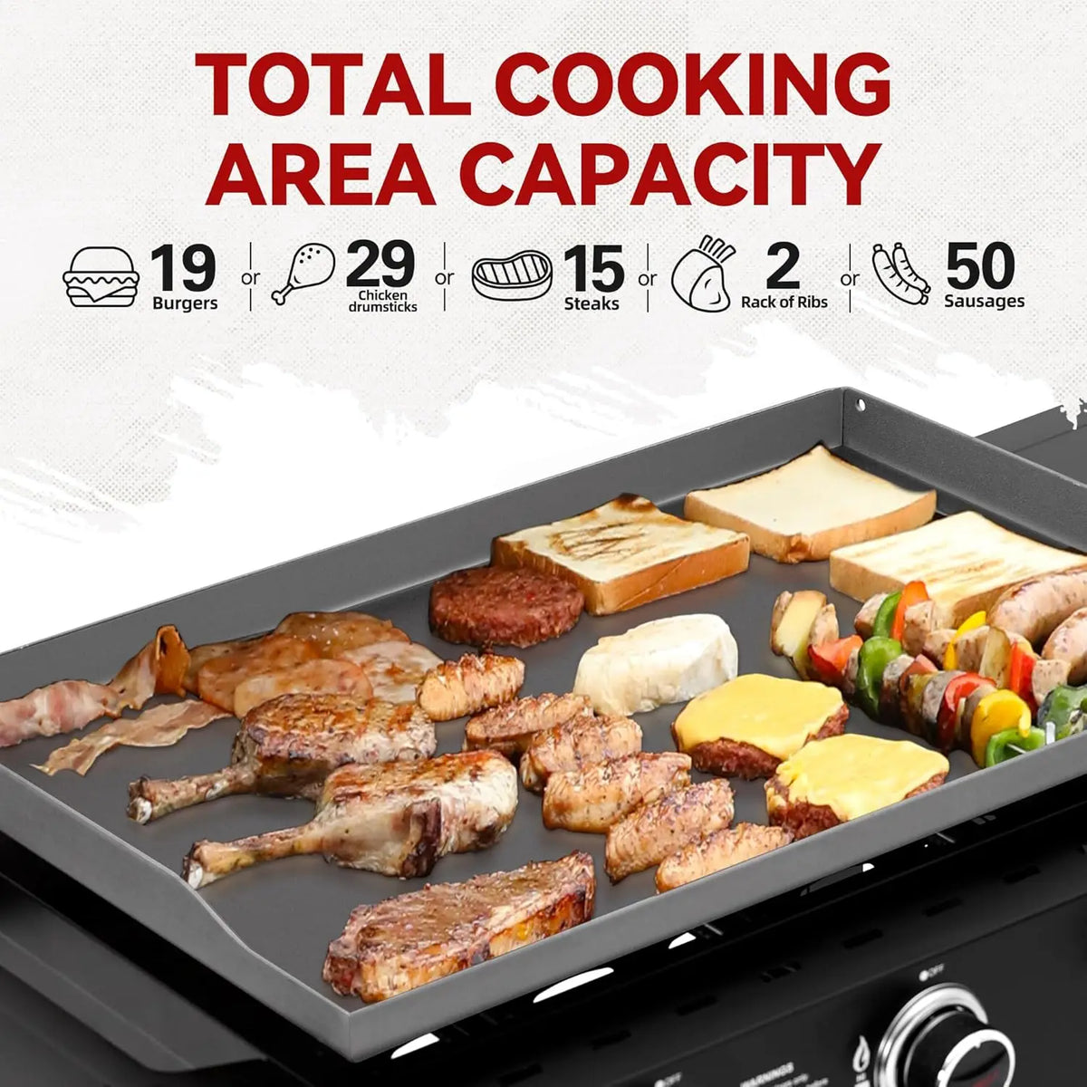 28in 3-Burner Propane Gas Griddle with Foldable Side Shelves 492sq.in Cooking Surface for Camping Tailgating Outdoor, Custom