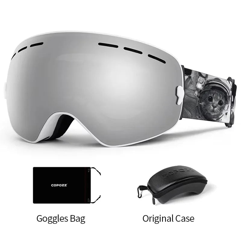 COPOZZ Brand Professional Ski Goggles Double Layers Lens Anti-fog UV400 Big Ski Glasses Skiing Snowboard Men Women Snow Goggles