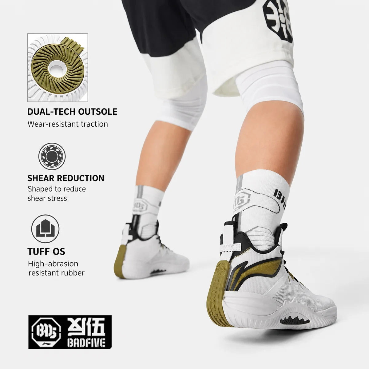 Li-Ning Men's BADFIVE STORM 2025 Outdoor Basketball Shoes BOOM Cushioning TUFF OS Wearable LiNing Sports Sneakers ABFV017