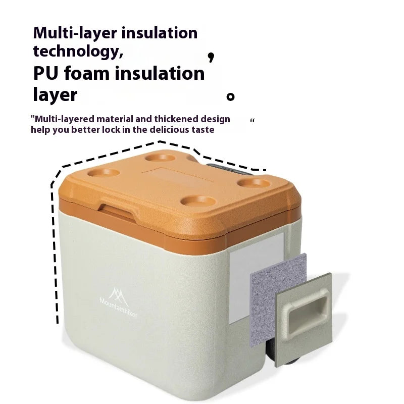 MOUNTAINHIKER 30L 52L Outdoor Refrigerator Fresh with Trolley Wheels Incubator Portable Warm Box BBQ Car Pulley Car Storage Box