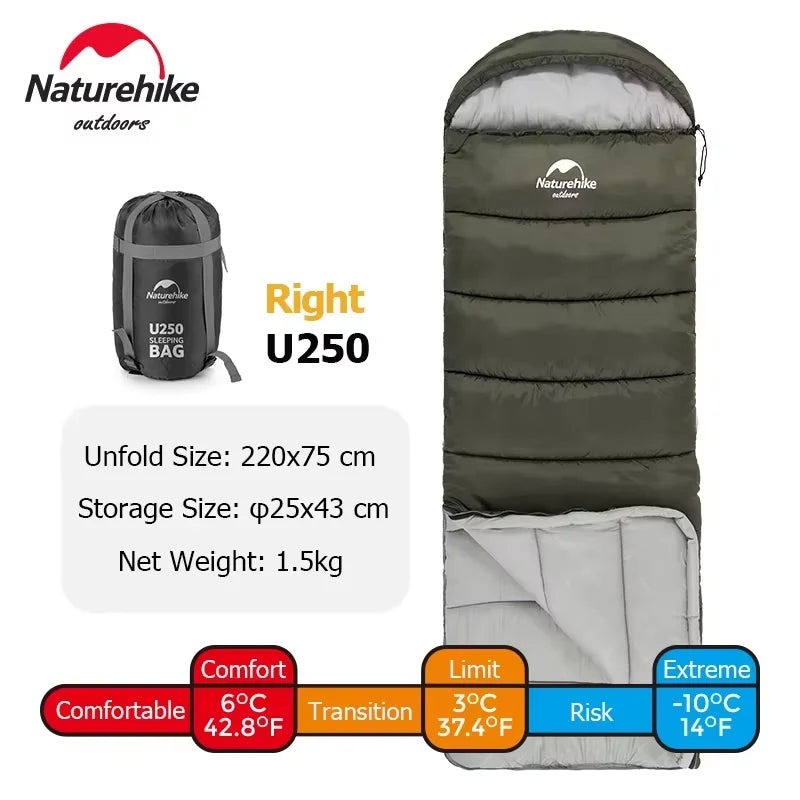 Naturehike Sleeping Bag Ultralight Camping Accsesorios Winter Outdoor Waterproof Envelope Sleeping Bag Hiking Travel U350