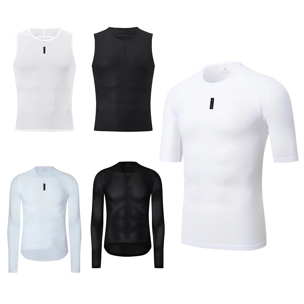 HISERWA Cycling Base Layer Men Summer Cycling Undershirt MTB Road Bike Underwear Breathable Quick Dry Mesh Bicycle Cycle Vest