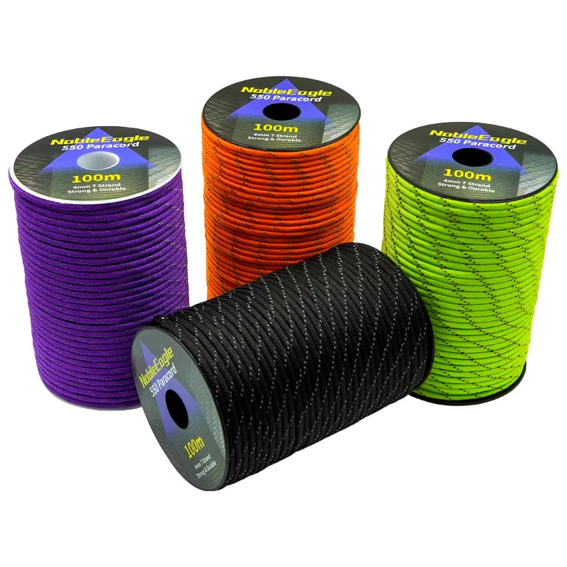 Reflective Paracord Rope Military 7 Strand 4mm 550 Tactical Parachute Cord Camping Tent Lanyard DIY Bracelet Outdoor Survival Ke