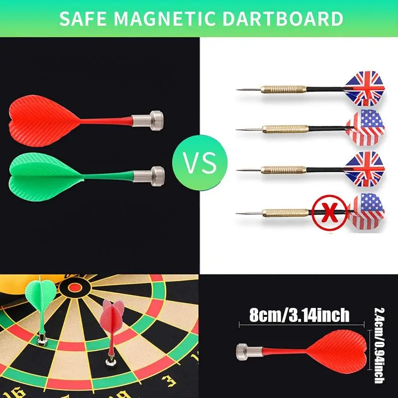 Magnetic Dart Board Set Roll-Up Double-Sided Design with 12 Safe Magnetic Darts for Indoor/Outdoor Games Perfect Christmas Gift