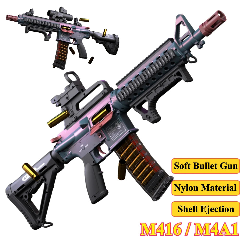 M4A1/M416 Electric Continuous Firing Shell Throwing Soft Bullet Toy Gun Assault Rifle Outdoor Shooting Games